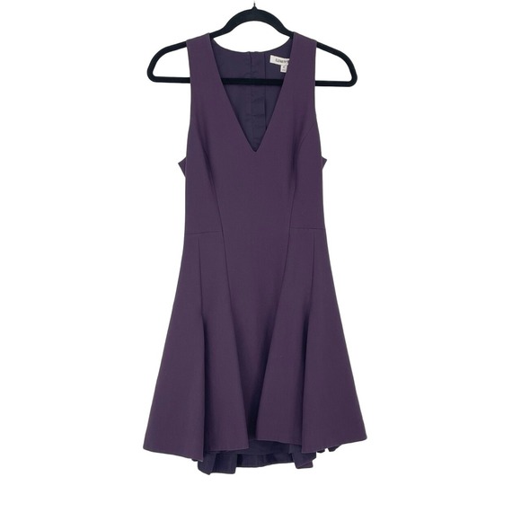 Elizabeth And James Purple Sleeveless V-Neck A-Line Pleated Skater Mini Dress 6 - Picture 2 of 10